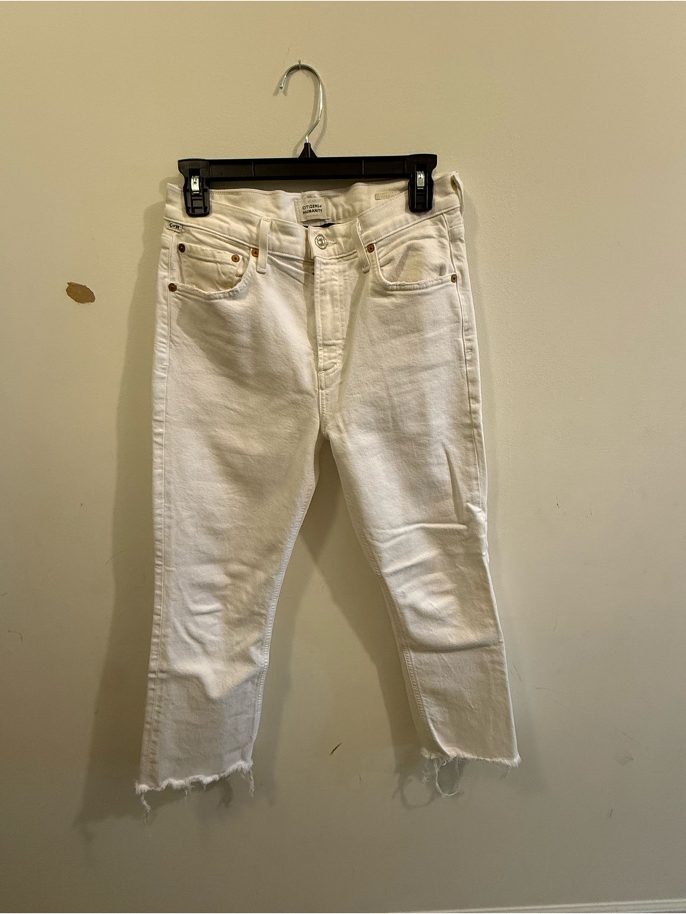 Citizens of Hummanity - White High-Rise Cropped Raw-Hem Jeans
